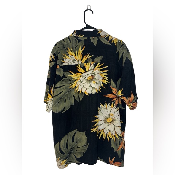 Paradise Coves 100% Silk Tropical Palm Leaf Floral Short Sleeve Shirt Men Size L - Picture 2 of 7